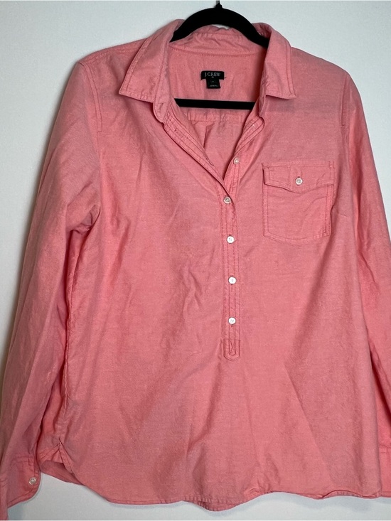 J. Crew Tops - J.Crew Salmon Pink Oxford Popover Cotton Blouse - Women’s Size Large
